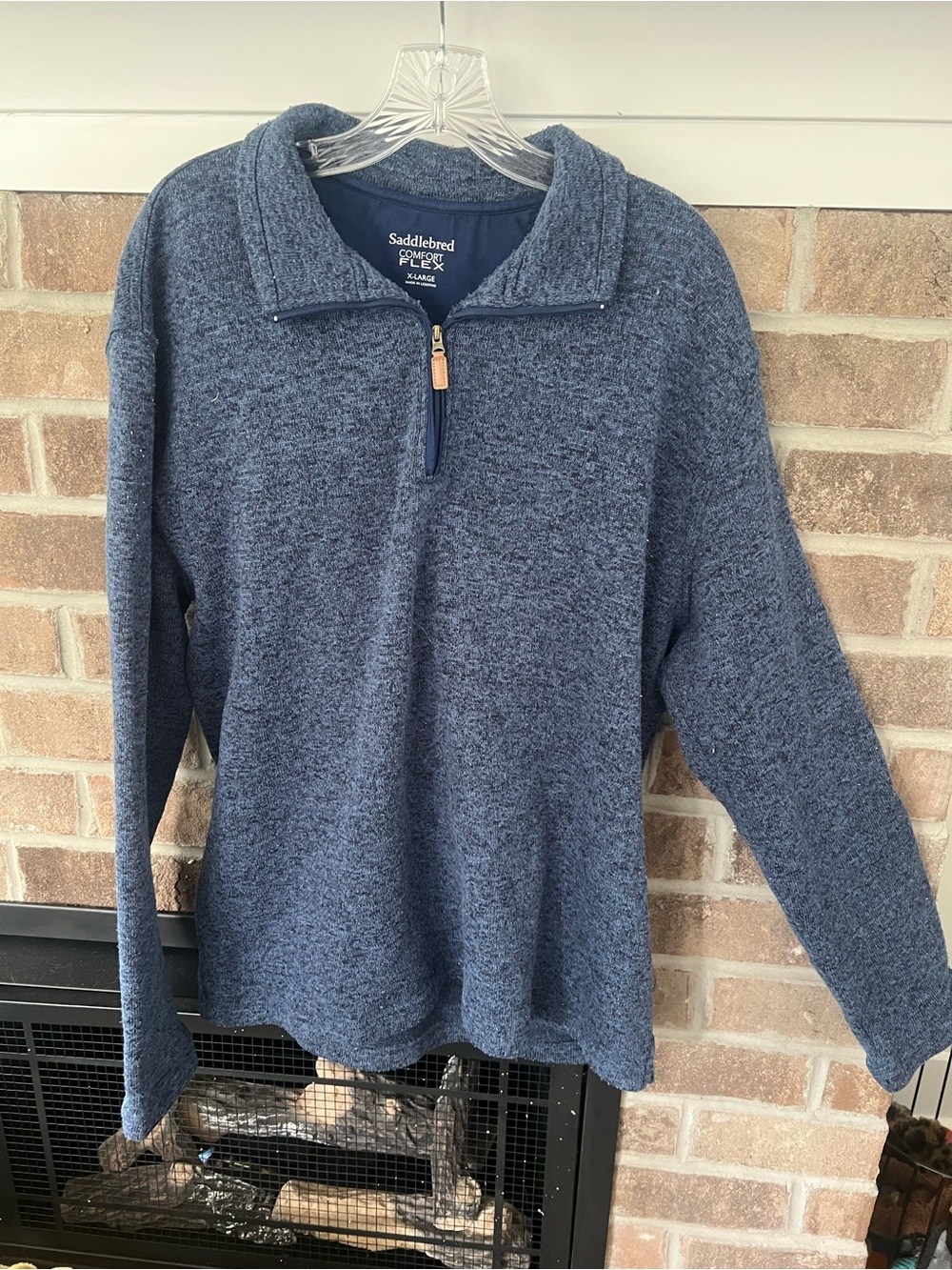 Saddlebred Heathered Navy Blue Half-Zip Sweater